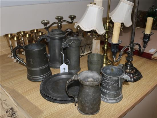 A group of 18th Century and later pewter & plated ware
